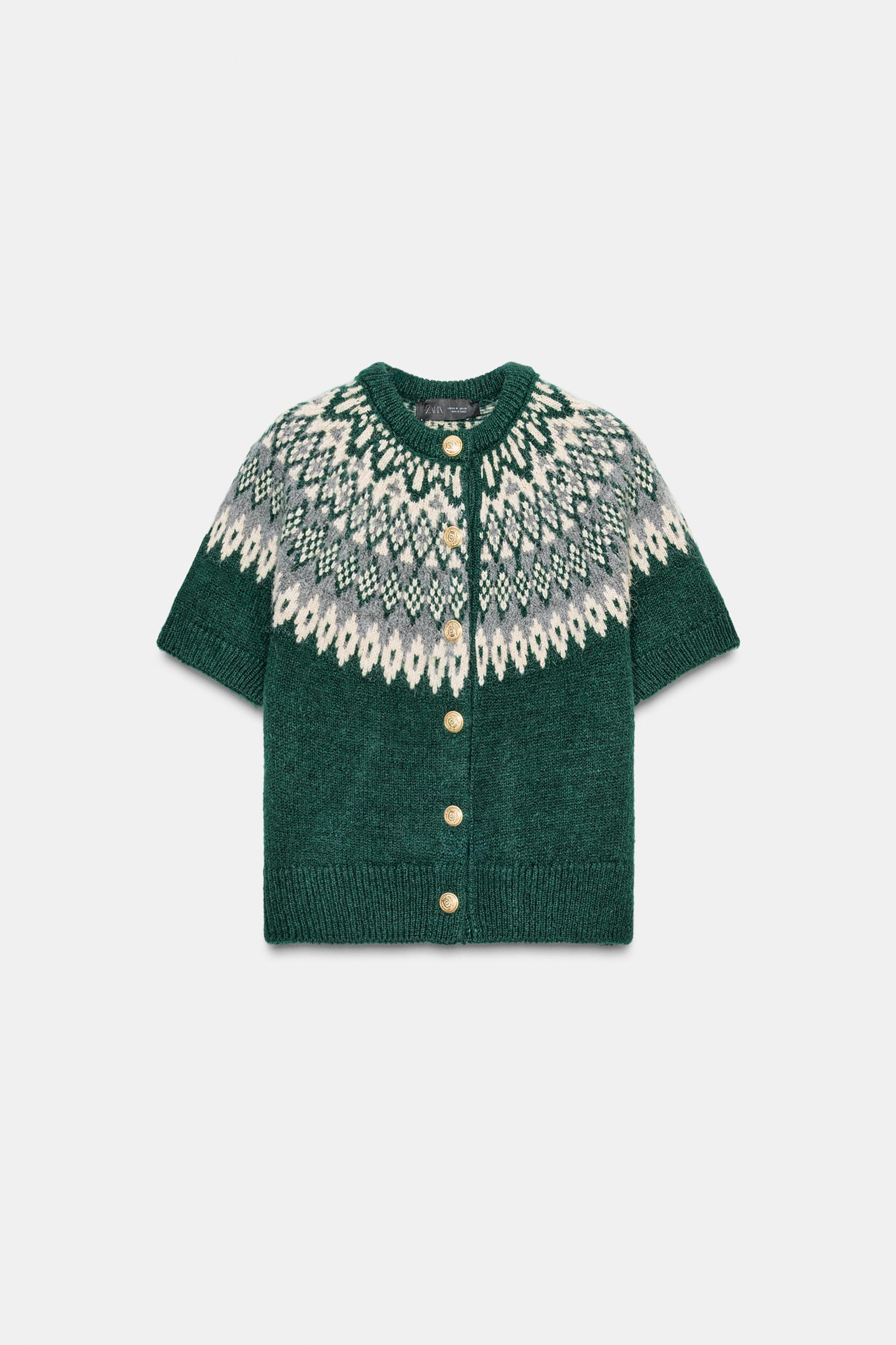 SHORT SLEEVE JACQUARD KNIT JACKET